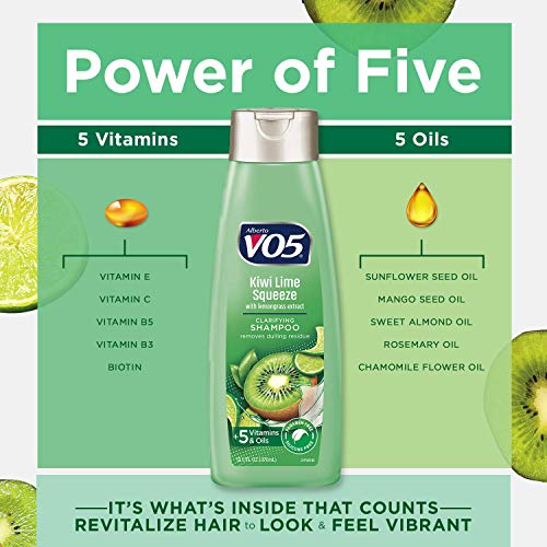 VO5 Herbal Escapes Clarifying Shampoo - 12.5 Fl Oz - Kiwi Lime Squeeze - Help Nourish, Moisturize and Hydrate Hair Leaving It Looking and Feeling Thicker, Fuller and Simply Beautiful